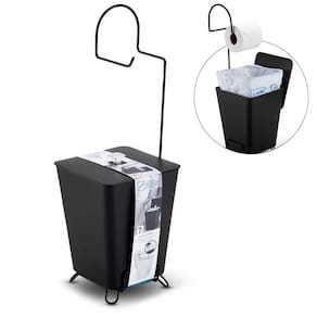 Suporte De Chão P/ Papel Higiênico Lixeira Quadrada 7L Inox