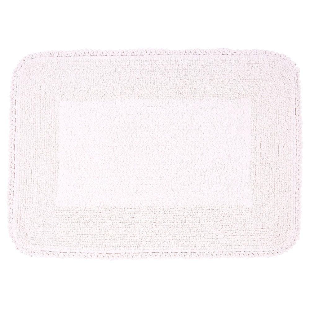 Tapete de Banheiro Algodão Retangular Vizapi Kite 50x70cm Branco