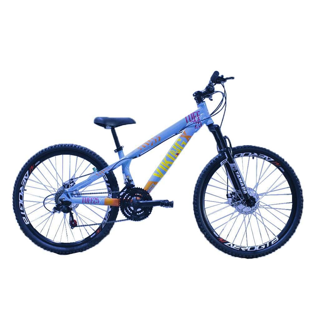 Bicicleta Viking X TUFF 25/30 26 Freio a Disco 21 Velocidades Cambios Importados Azul Laranja