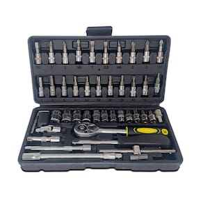 Jogo Chave Canhão Catraca Soquete Kit 46 Peças Loja Mecanico