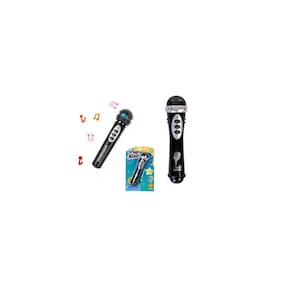 Kit 5 Brinquedos Microfone Musical Preto Infantil Luz E Som
