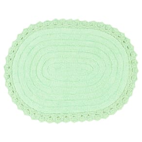 Tapete de Banheiro Algodão Oval Crochê Vizapi Ellora 50x70cm Verde Acqua