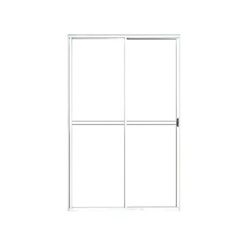Porta Balcão 210x120 2 Folhas Vidro - Alumínio Branco - Linha 20 Normatizada