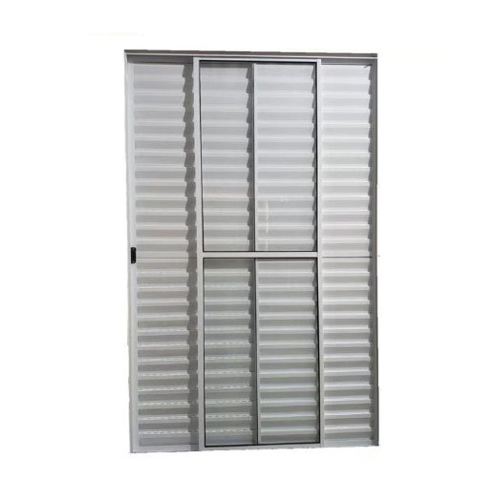 Porta Balcão 210x120 3 Folhas - Alumínio Branco - Linha 20 Normatizada