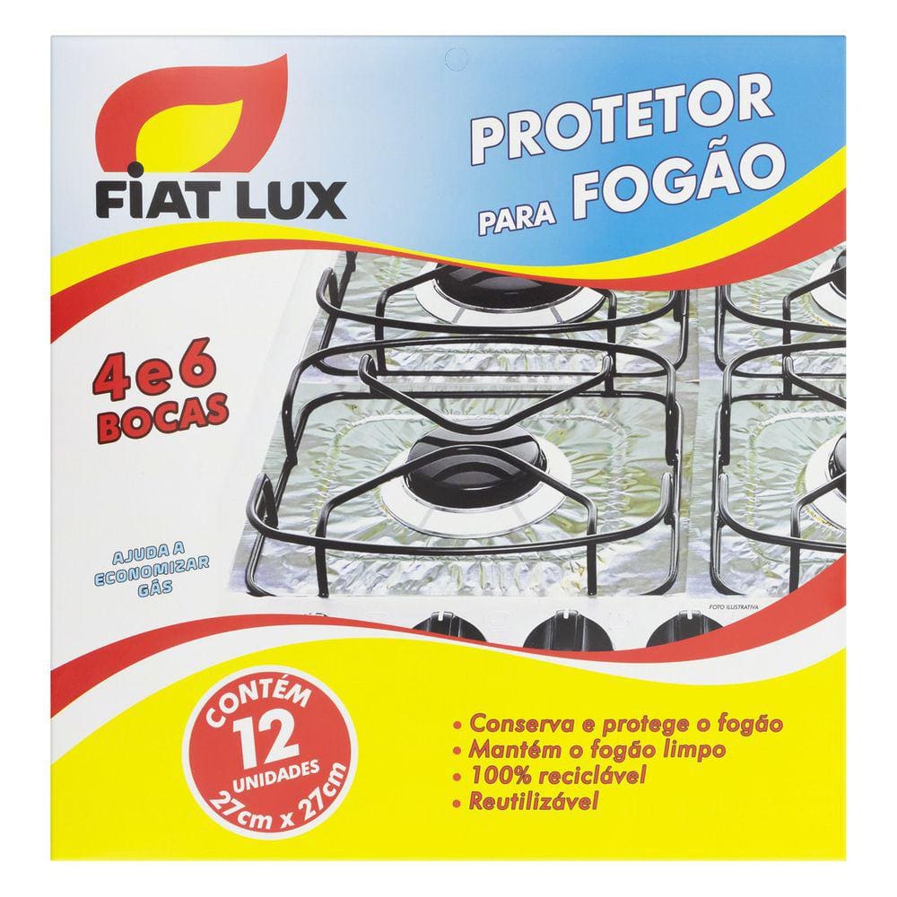 Protetor Para Fogão 4 E 6 Bocas Fiat Lux 27 X 27Cm Com 12 Unidades