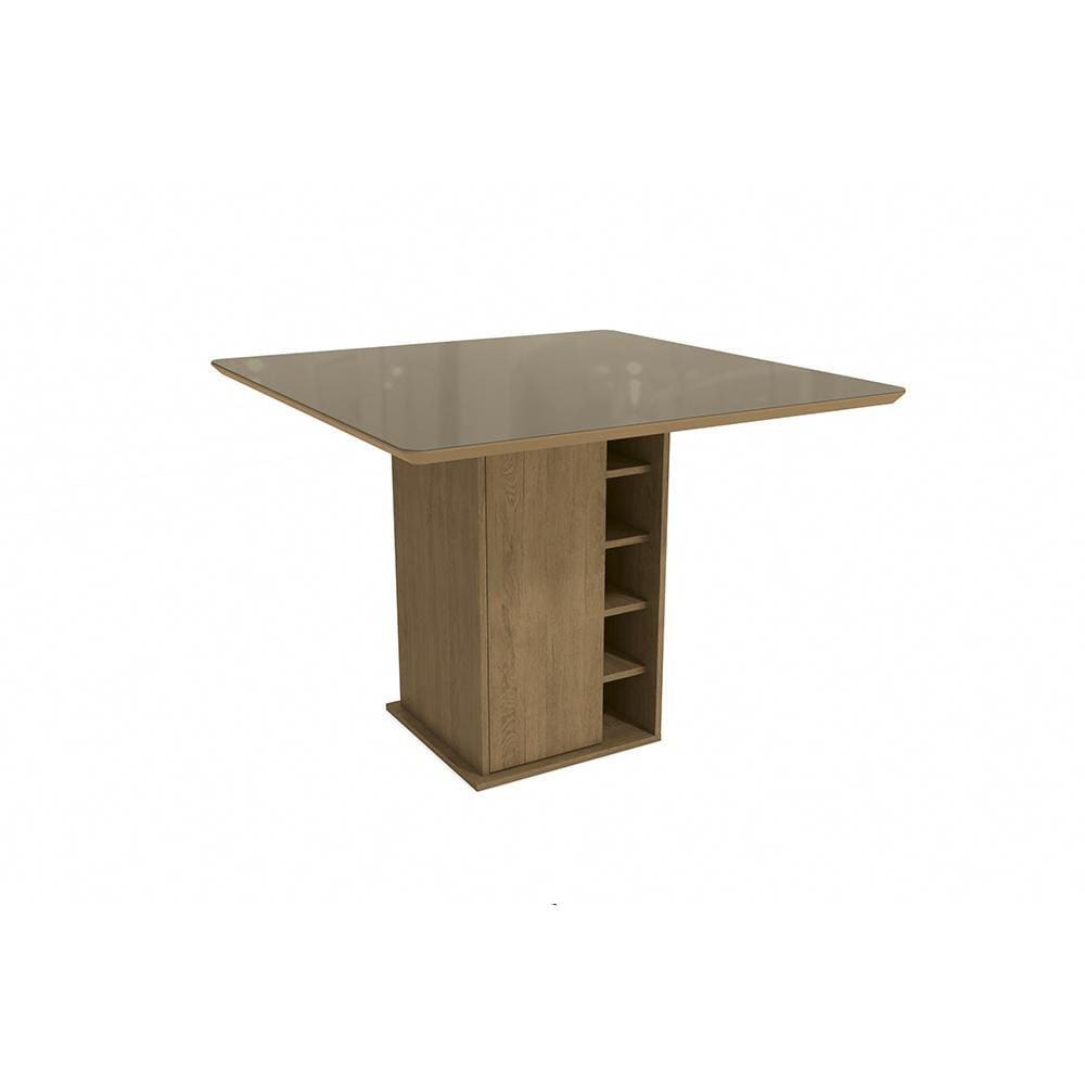 Mesa de Jantar Kappesberg com Tampo de Madeira e Vidro 1,05m
