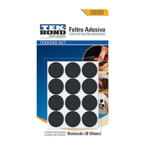 Feltro Adesivo Redondo Tekbond 20mm Preto Cartela com 24