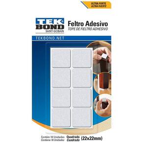 Feltro Adesivo Quadrado Tekbond 22mm Branco Cartela com 12
