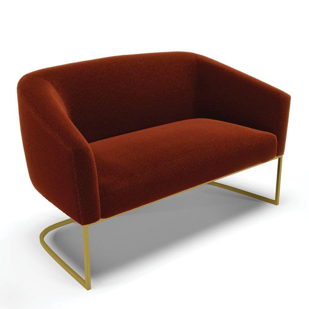Sofá Namoradeira 2 Lugares Base Industrial Dourado Stella Bouclê D03 - D`Rossi