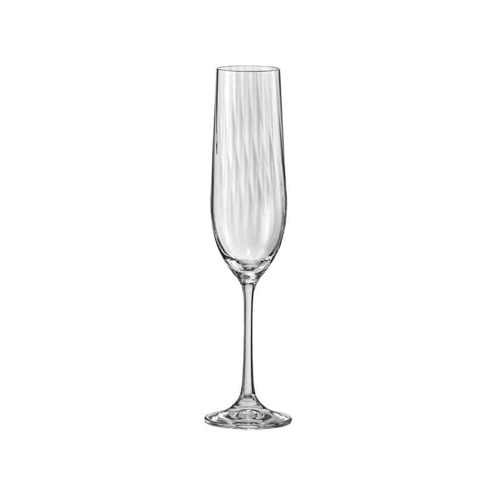 Taça Para Espumante Dream 190 ml Cristal Transparente Textura Linear Linha Dream Haus Concept