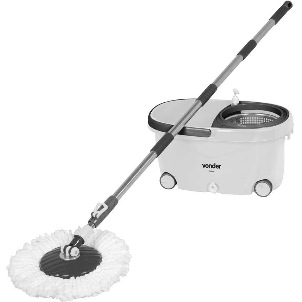 Vassoura Mop Giratório 7,5 Litros Com Cesto Inox Vonder