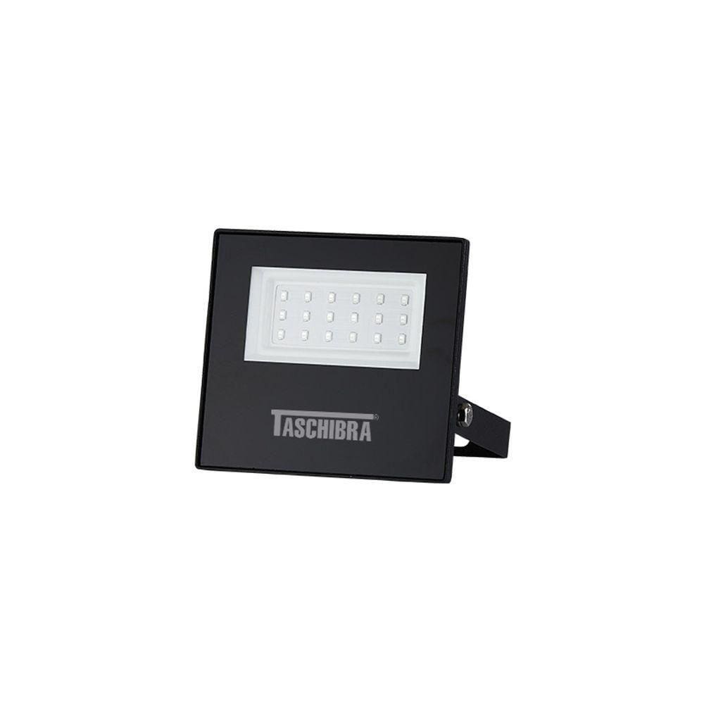 Refletor Taschibra Tr Led Slim 20w Preto Bivolt 3000k Luz Amarela