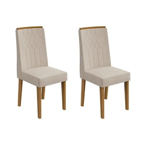 Cadeira Sala de Jantar Exclusive Kit 2 Un Rovere/Amêndoa/Linho Rinzai Bege - Lopas