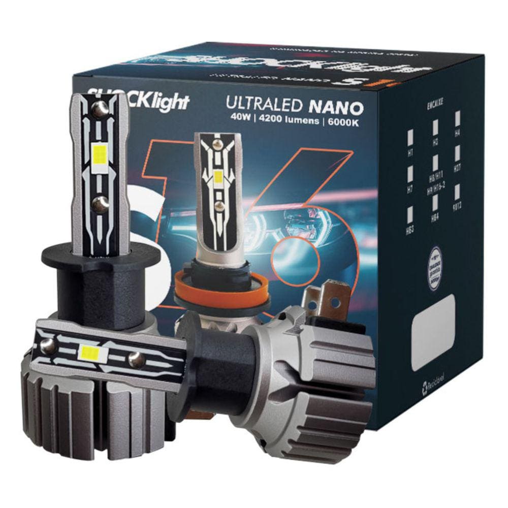 Par Lampada Ultra Led S16 Nano H3 Shocklight 6000k 4200l 12v