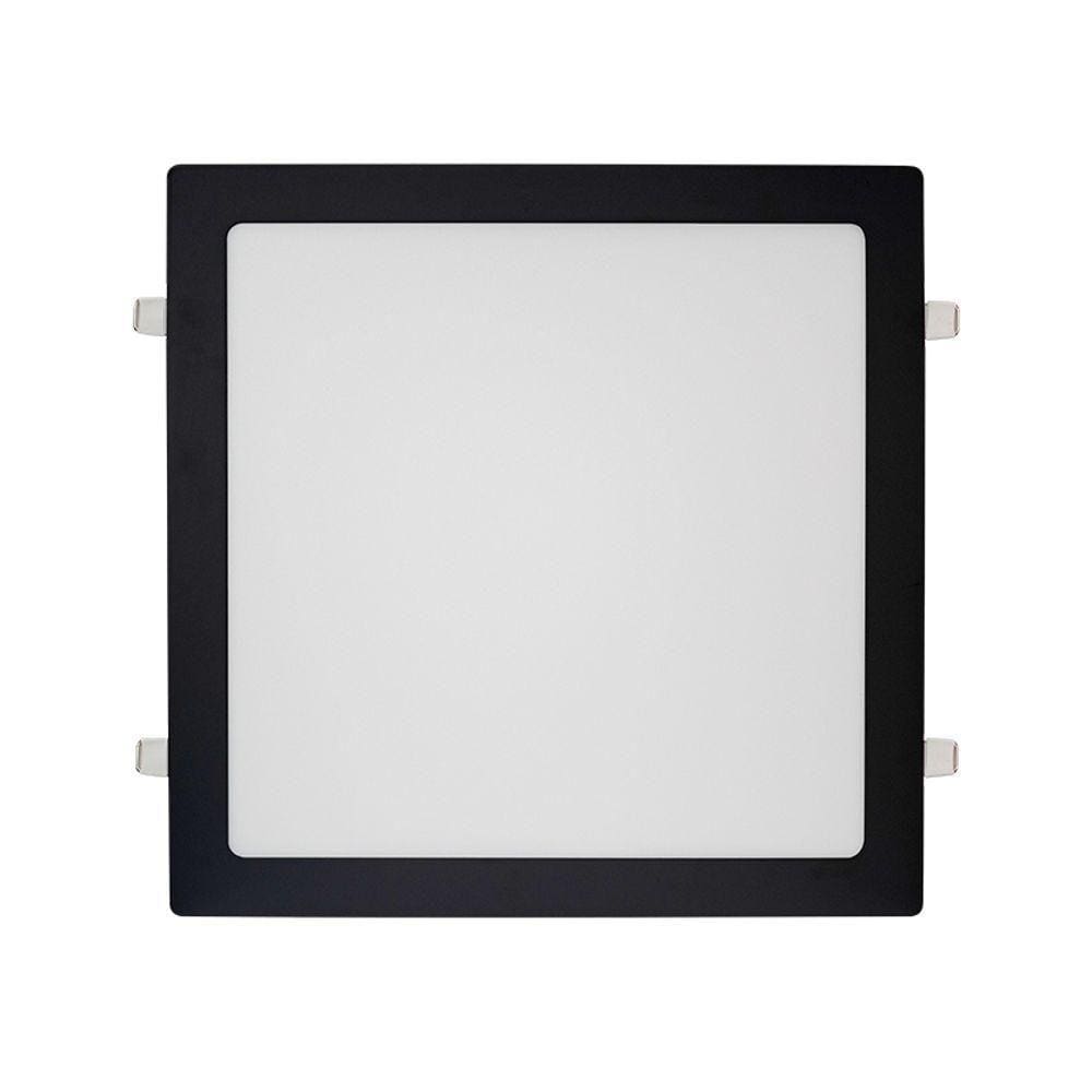 Painel De Led Blumenau Slim Quadrado De Embutir 24w Bivolt Preto 4100k Luz Neutra