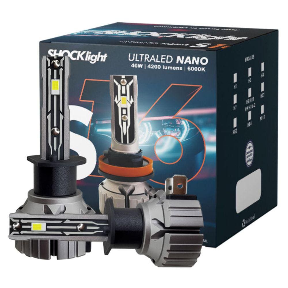Par Lampada Ultra Led S16 Nano H1 Shocklight 6000k 4200l 12v