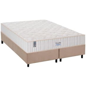 Cama Box King: Colchão Molas Ensacadas Plumatex MasterPocket Miami + Base CRC Suede Clean(193x203)