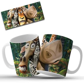 Caneca Personalizada Madagascar em Cerâmica 325ml