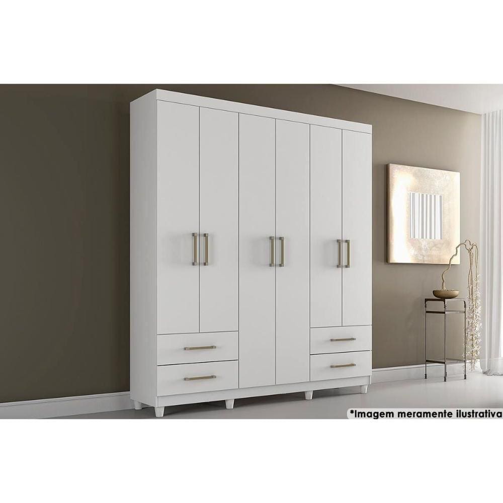 Guarda Roupa 6 Portas E 4 Gavetas Canadá Branco - Conquista