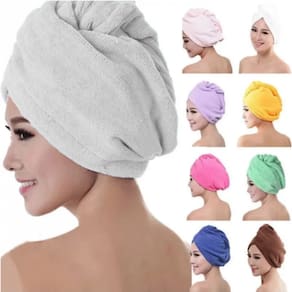 Kit 2 Toalhas Grossa Mágica Para Cabelo Secar Rápido Touca Banho