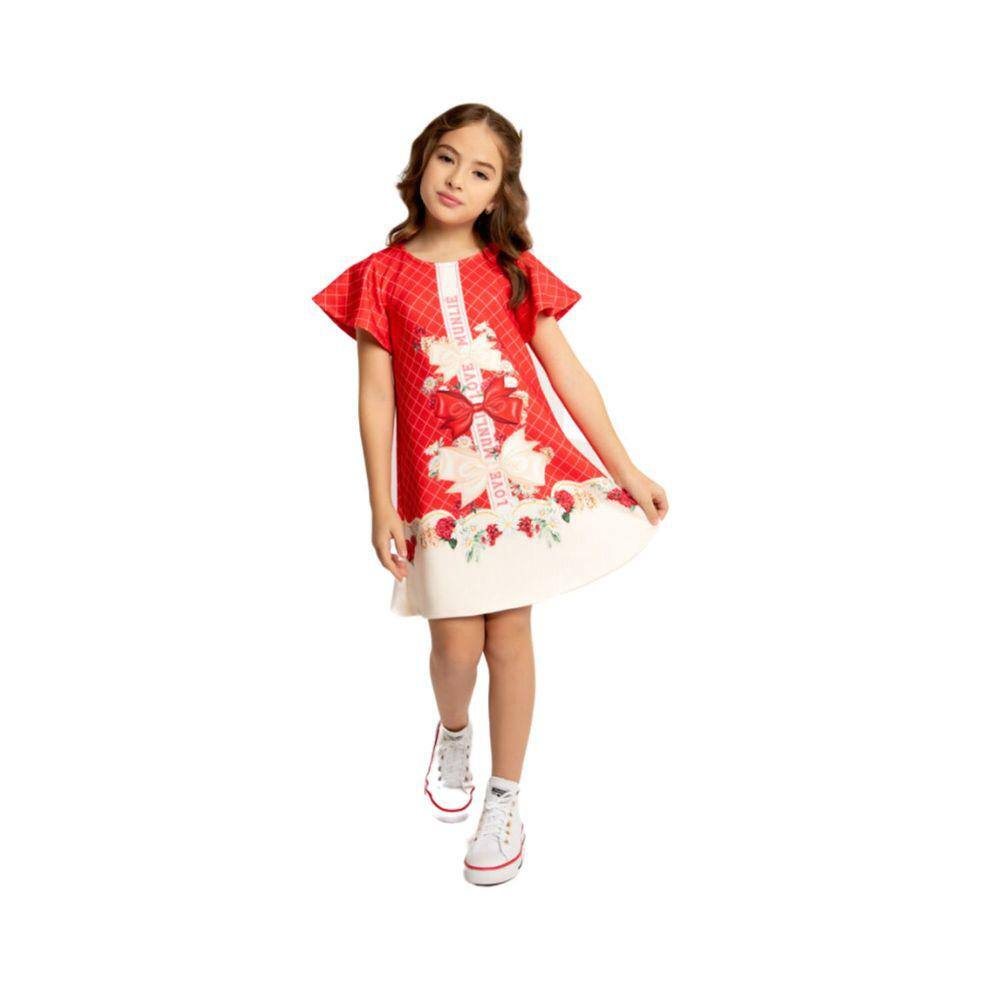 Vestido Infantil Verao Munlie Vermelho tam 14