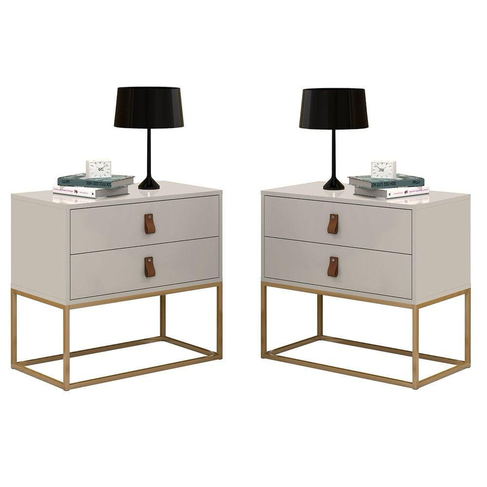 Kit 2 Unic 60cm Off/Dourado Elegância Em Seu Quarto