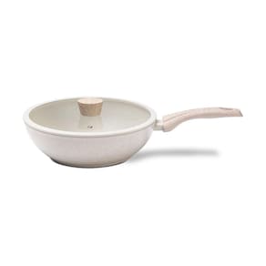 Wok com Tampa Brinox Antiaderente Ceramic Life Sirius 28 cm 3,4 L com Indução Vanilla