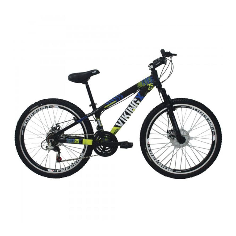 Bicicleta Viking X TUFF 25/30 Freeride Aro 26 Freio a Disco 21 Velocidades Cambios Shimano Preto Amarelo Vikingx