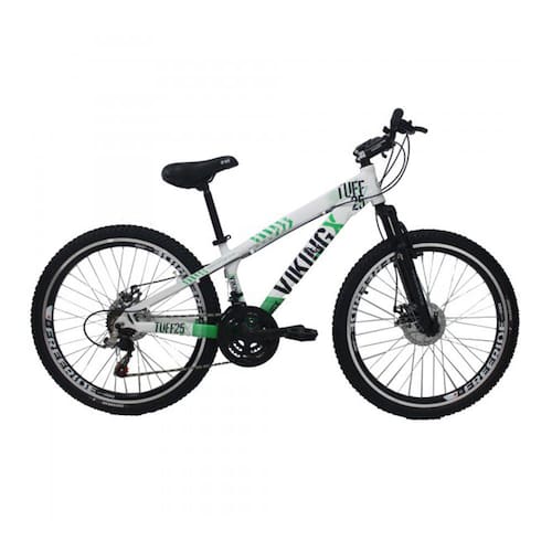 Menor preço em Bicicleta Tuff25 Freeride Aro 26 Freio A Disco 21 Velocidades Câmbios Shimano Branco/verde - Vikingx 