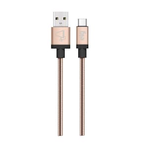 Cabo Tipo-C com Revestimento em Aço Inox dourado 1m - ELG