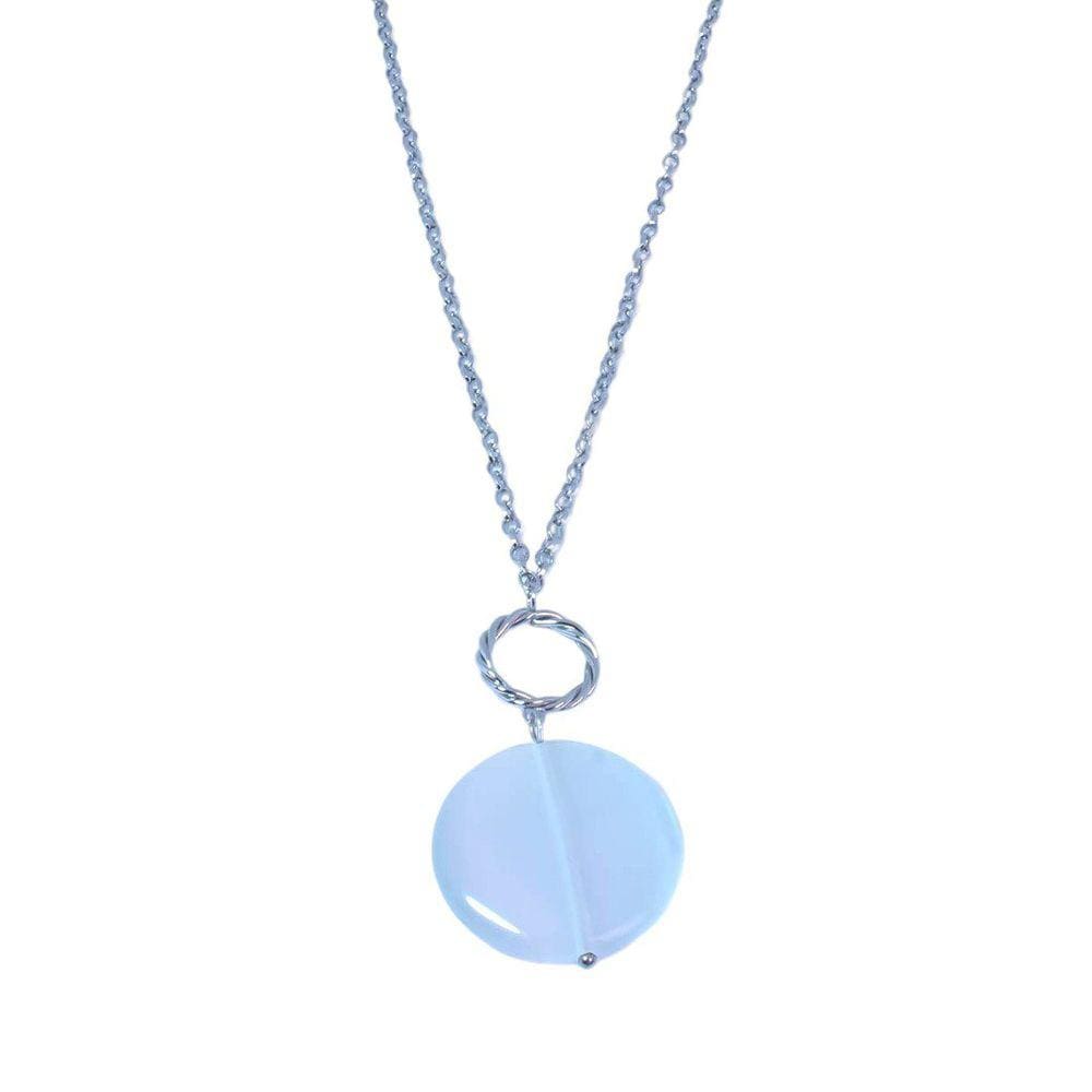 Colar Longo Círculo Trançado e Cristal Aço Inoxidável