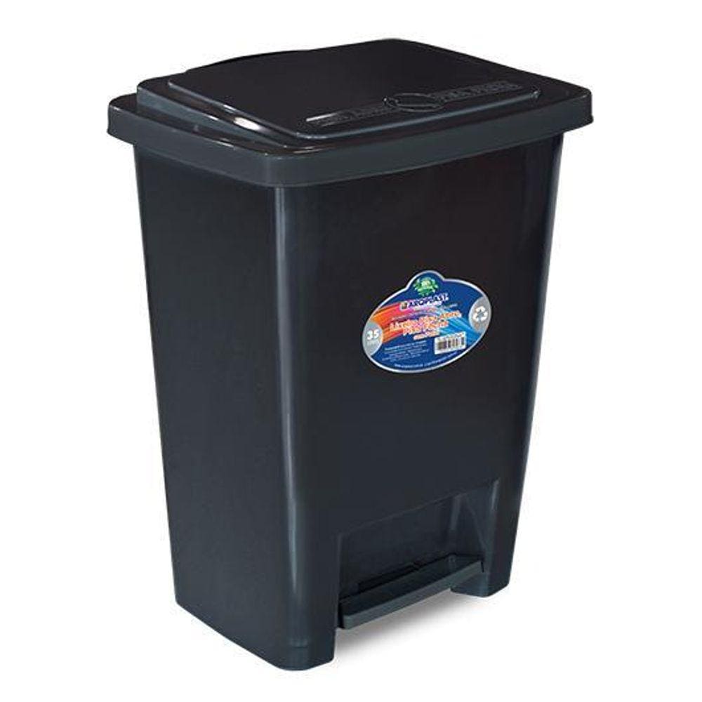 Lixeira De Plástico Multiuso Com Pedal E Tampa 35 Lts Preto