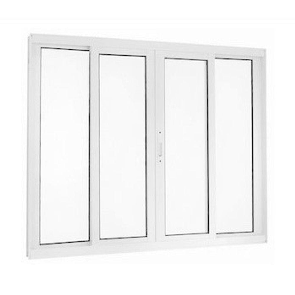 Janela 100x120 4 Folhas Vidro -Alumínio Branco - Linha 25 Suprema.