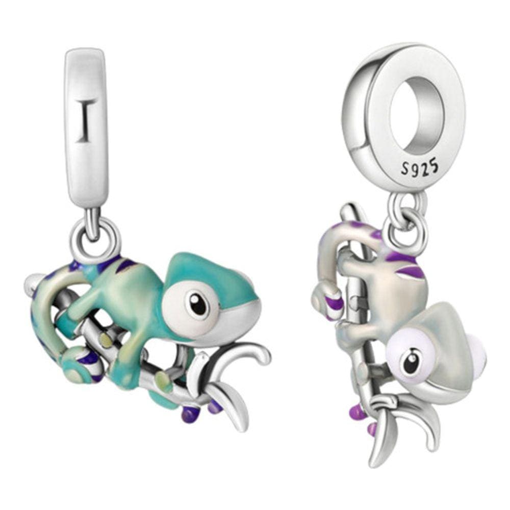 Berloque Pingente Camaleão Muda De Cor Prata 925