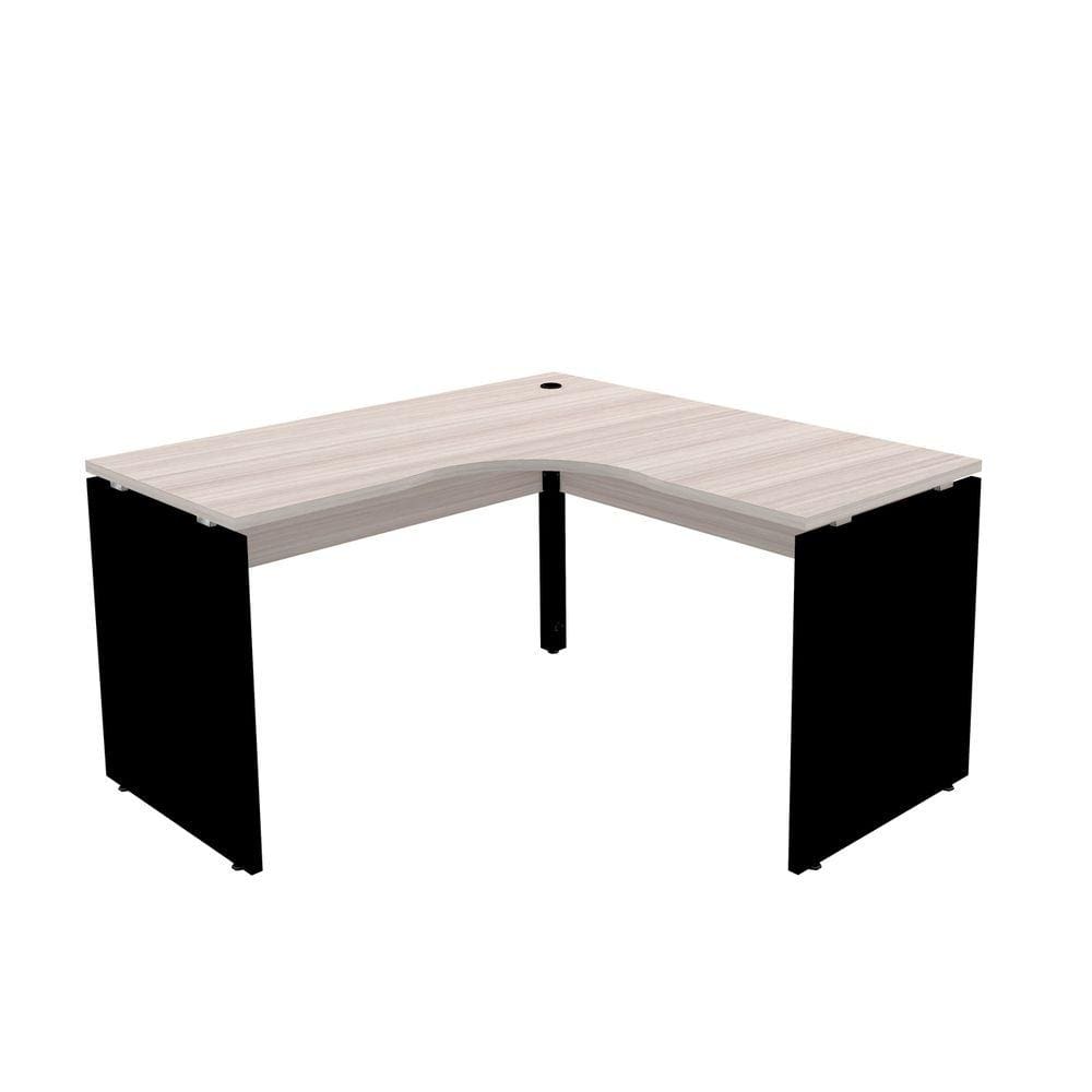 Mesa Em L P/ Escritório 145X145 Pandin P25 - Nogueira/Preto