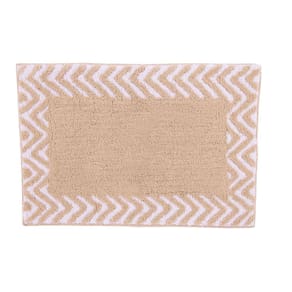Tapete De Banheiro Quarto Kids Infantil Bebê Algodão Retangular Vizapi Chevron 50x80Cm Bege Branco
