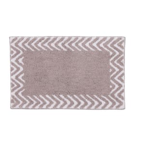 Tapete De Quarto Kids Infantil Bebê Algodão Retangular Vizapi Chevron 70x120Cm Cinza Gris Branco