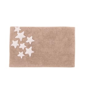 Tapete De Banheiro Quarto Kids Infantil Bebê Algodão Retangular Vizapi Star 50x80Cm Cinza Gris Branco