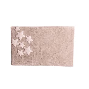 Tapete De Banheiro Quarto Kids Infantil Bebê Algodão Retangular Vizapi Star 50x80Cm Bege Castor Rosa Pink