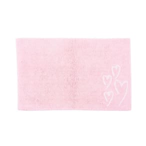 Tapete De Quarto Kids Infantil Bebê Algodão Retangular Vizapi Love 120x160Cm Rosa Claro Branco