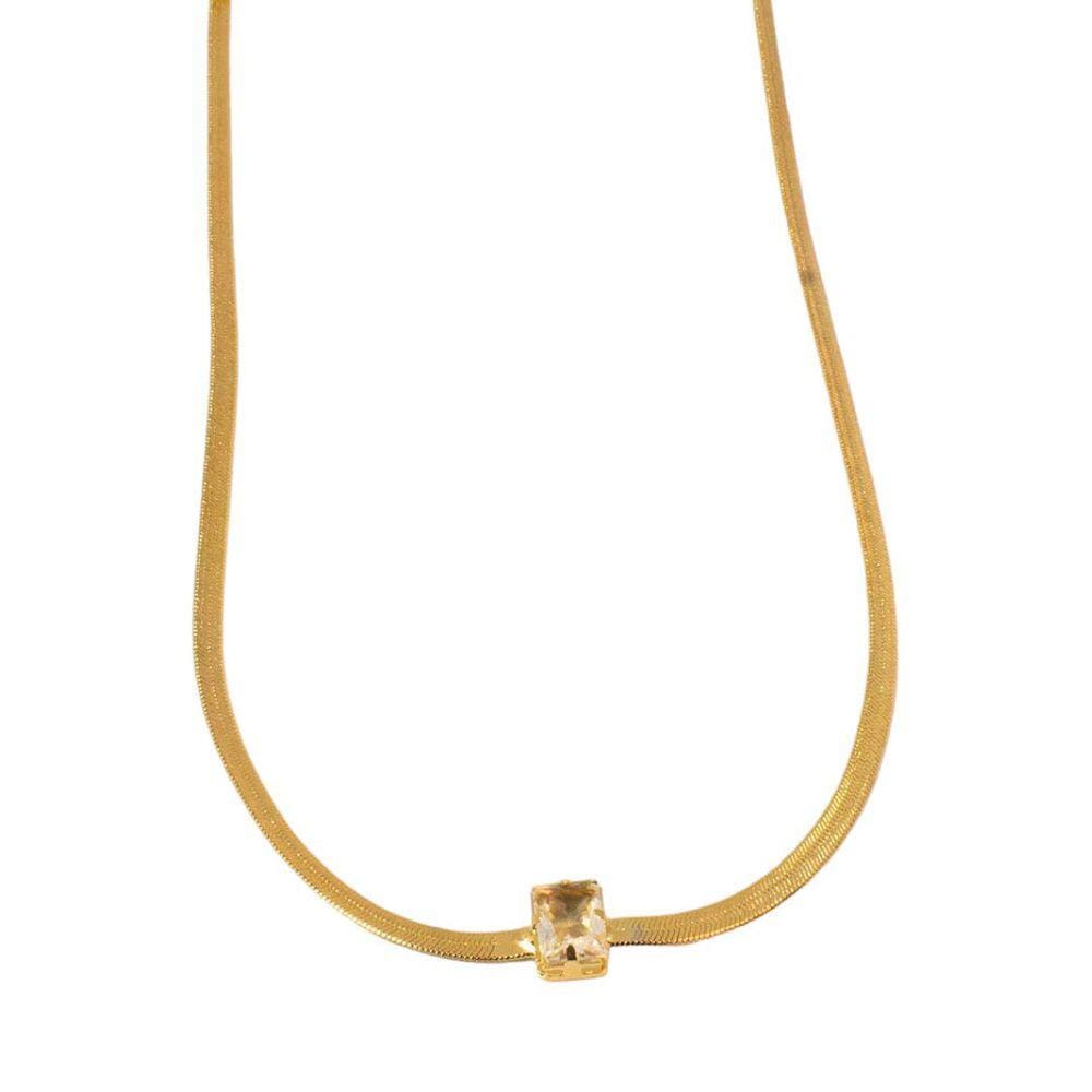 Choker Laminada com Ponto de Luz Retangular by Kumbayá Joias