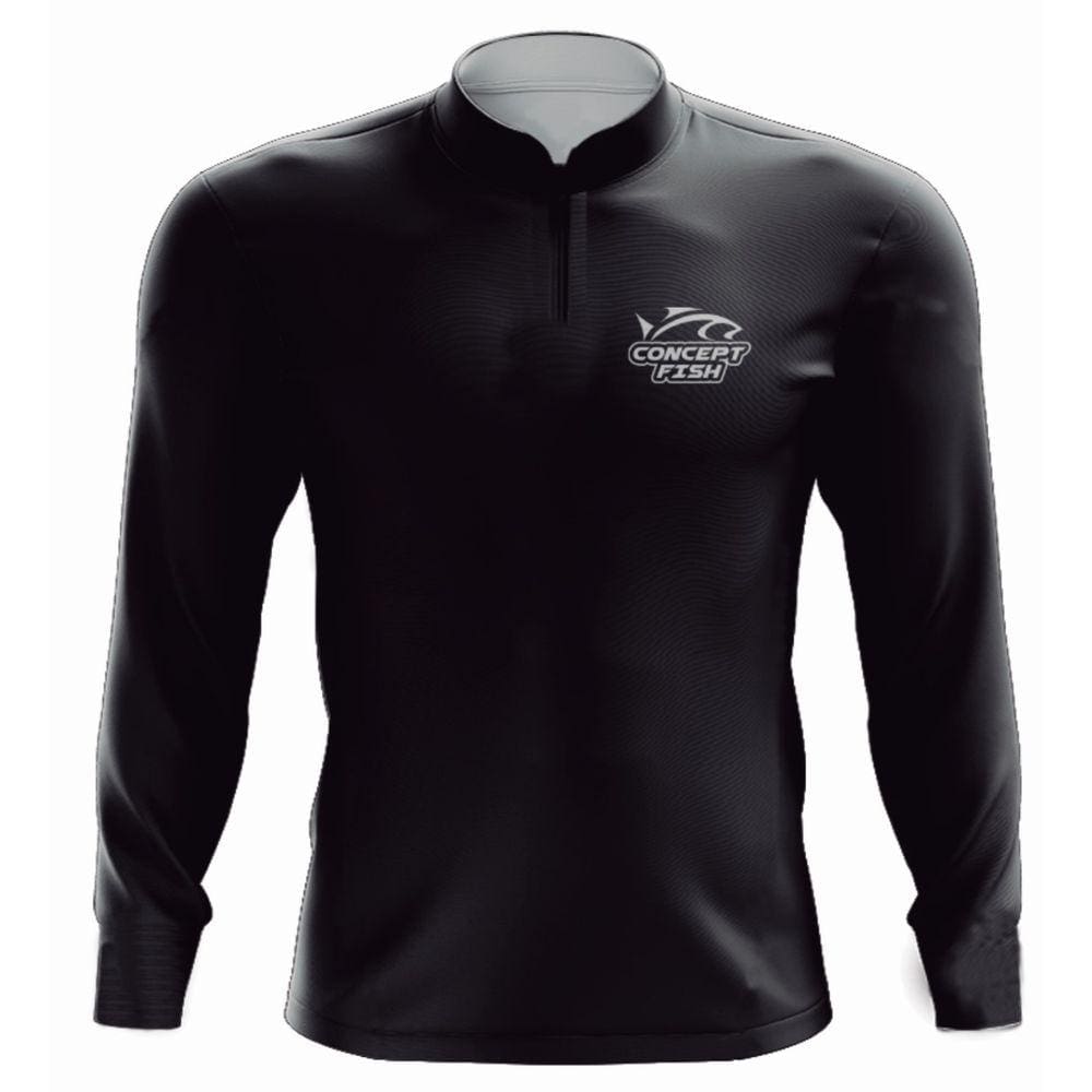 Camiseta Pesca Concept Fishing C/ Proteção UV Infantil ao Adulto X3 Preto Lisa