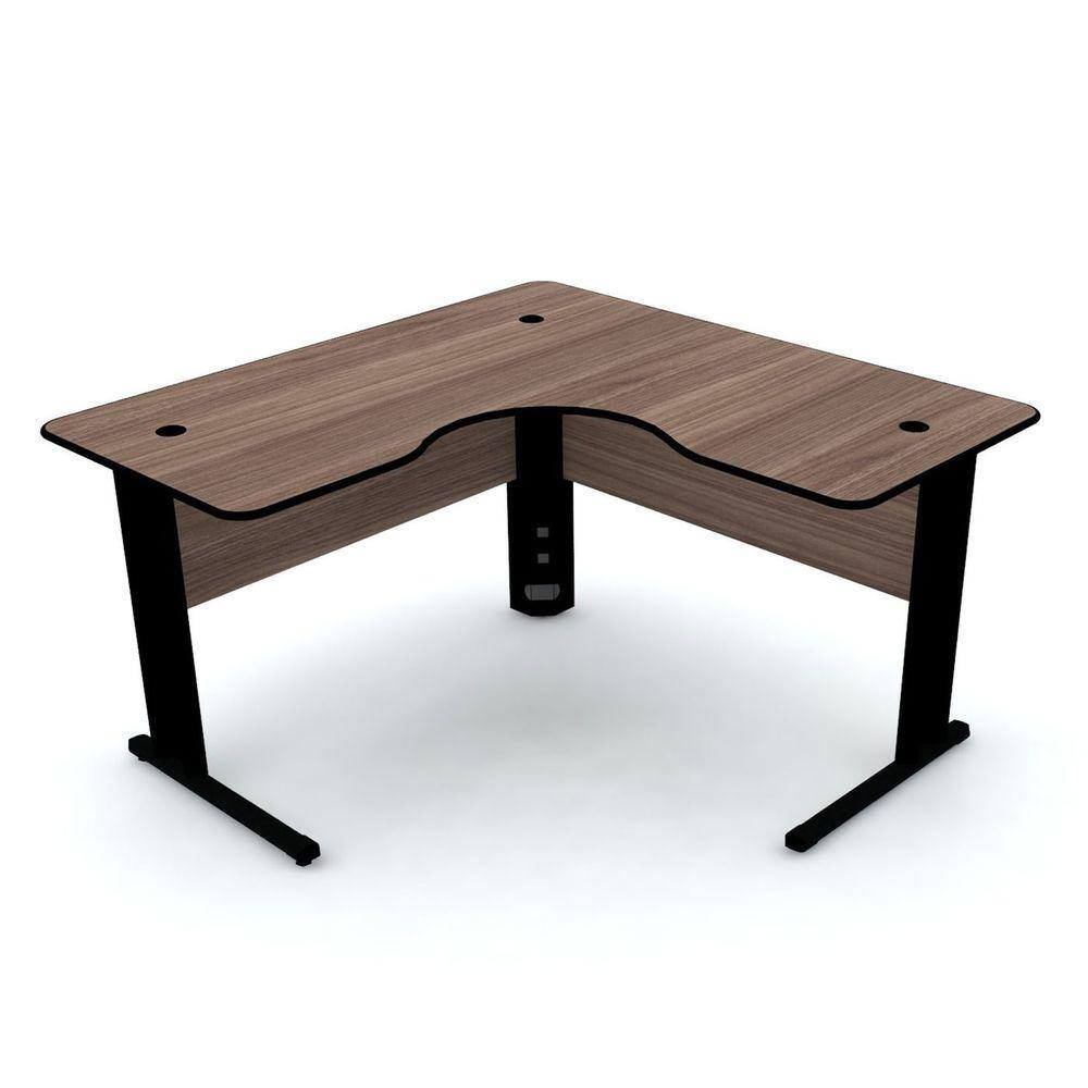 Mesa Em L P/ Escritório 150X150 Pandin Maxxi - Walnut/Preto