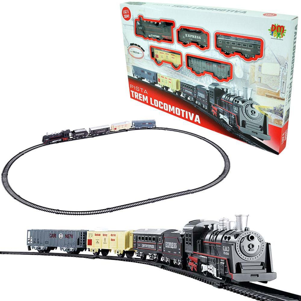 Pista Trem Locomotiva Com Luz