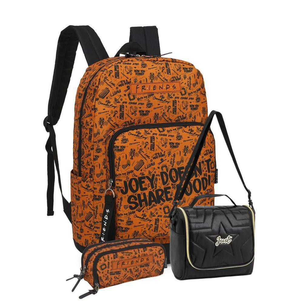 Kit Escolar Friends Mochila Costas + Lancheira + Estojo On
