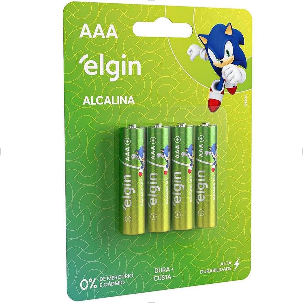 Pilha AAA Alcalina Palito Cartela com 4 Elgin