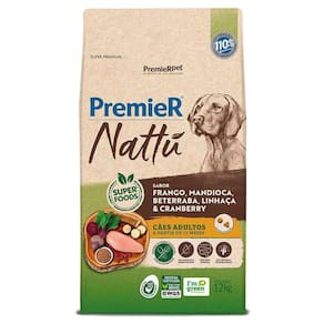 Premier Nattú Caes Ad. Frango/Mandioca 12 Kg