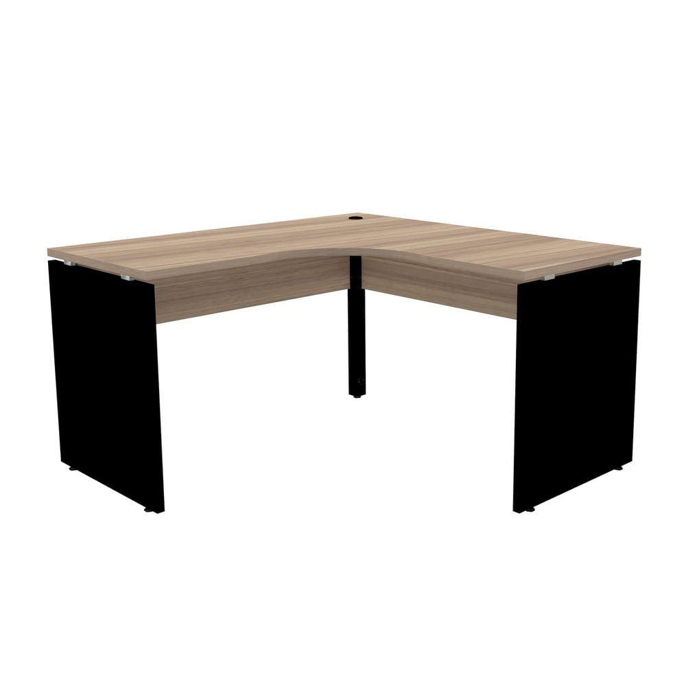 Mesa Em L P/ Escritório 125X125 Pandin P25 - Naturalle/Preto