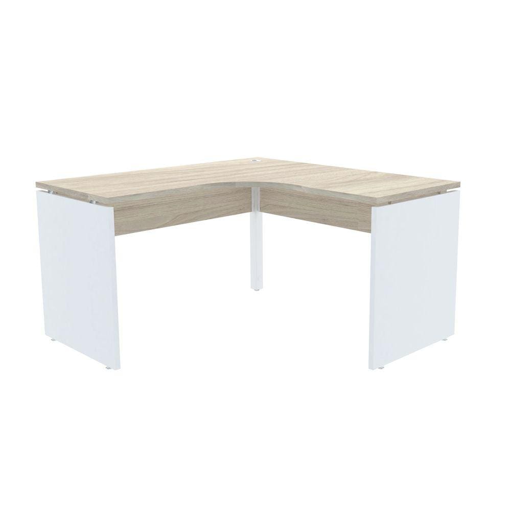 Mesa Em L P/ Escritório 125X125 Pandin P25 - Nogueira/Branco