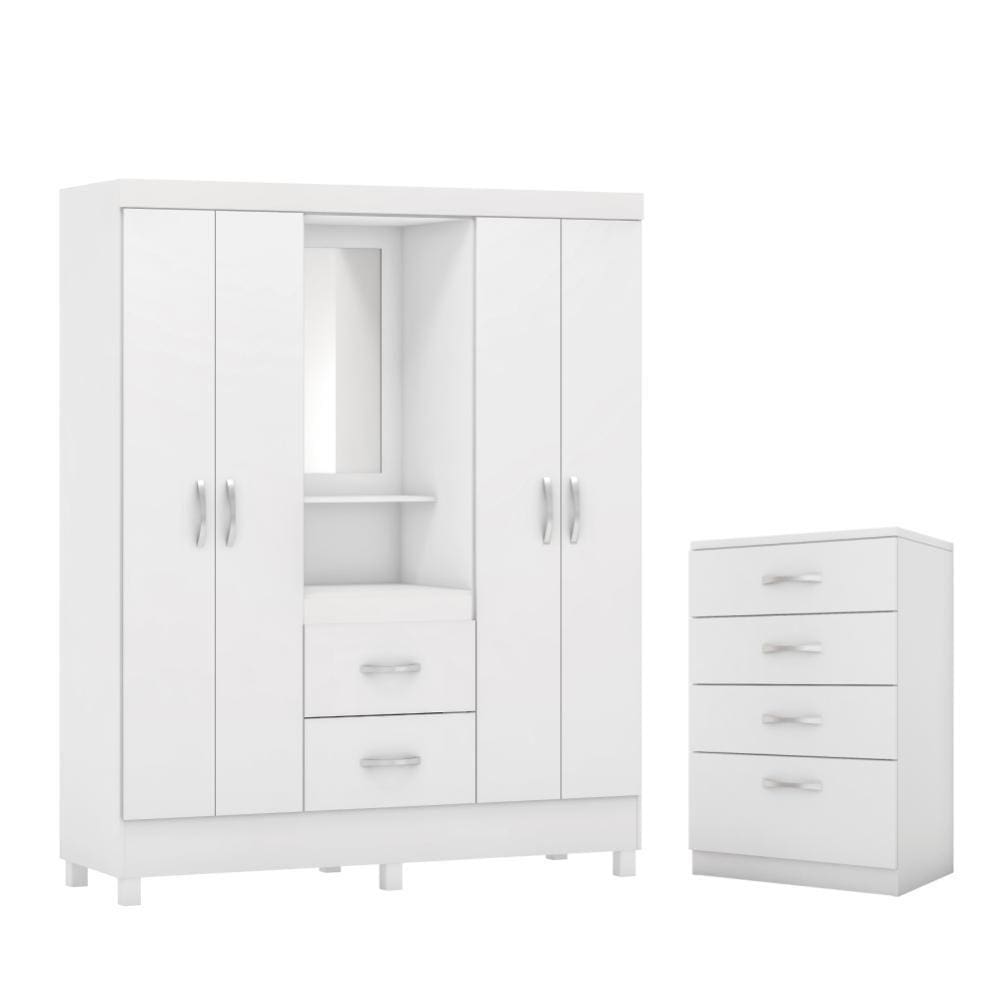 Conjunto Quarto Guarda Roupa Comoda Raven